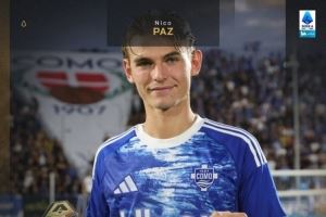 传射建功！20岁帕斯当选科莫2-0拉齐奥全场最佳球员