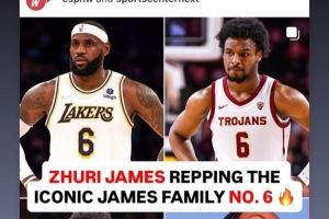 全家6号！詹姆斯转发自己和三个子女均身穿6号球衣照